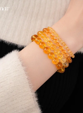 天然黄水晶串珠手链聚财赚米发水晶手串新中式复古百搭轻奢手饰女