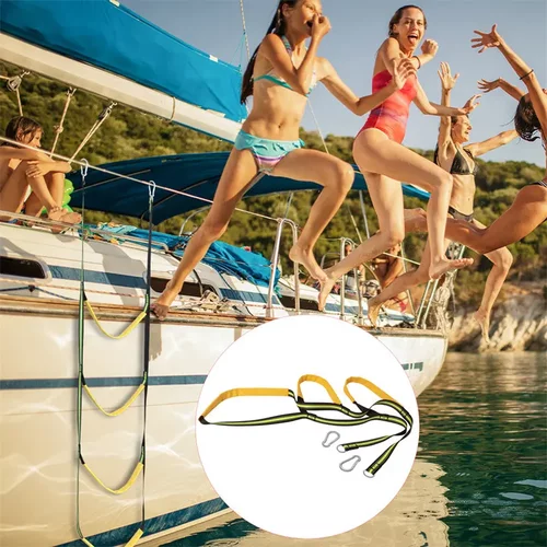 新品热销橡皮艇专用登乘软梯充气船下水梯折叠挂梯游艇船侧软梯子