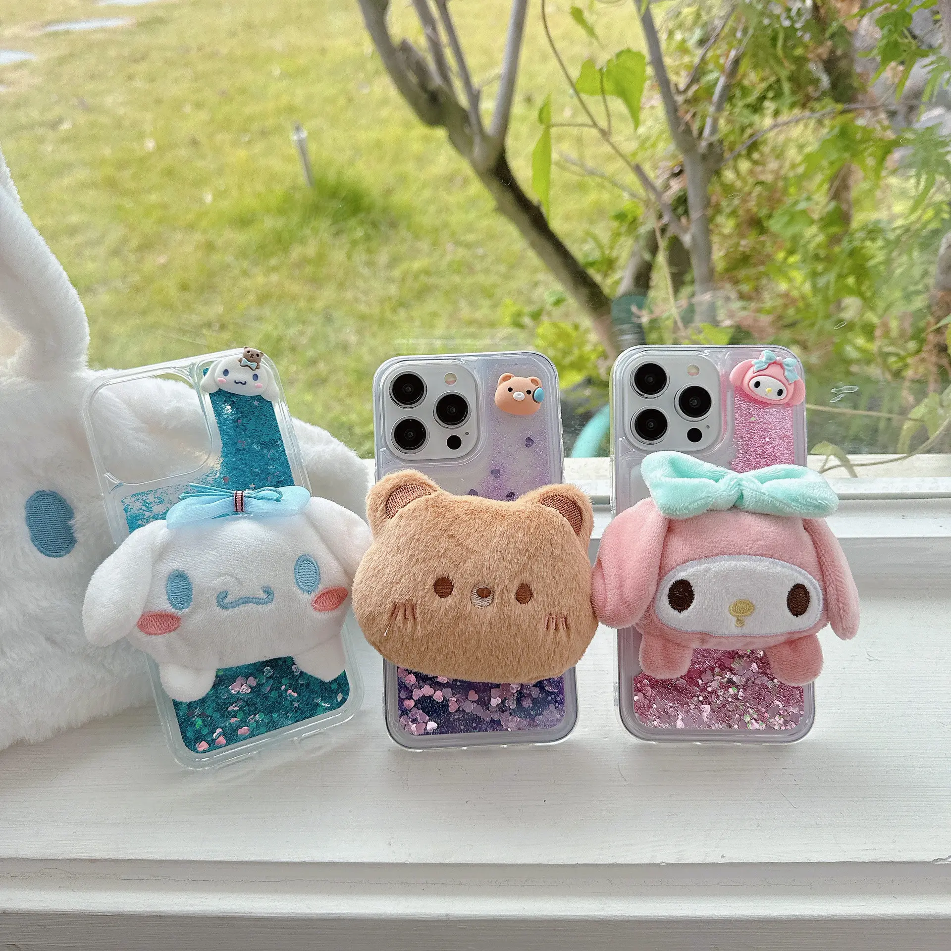 新款毛绒公仔13适用红米k60流沙note11pro美乐蒂保护套