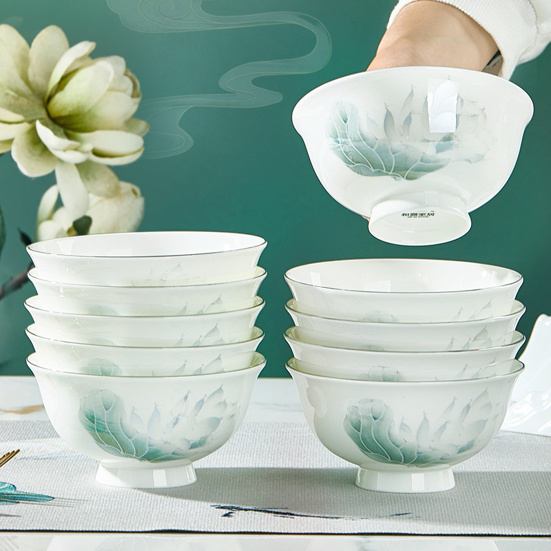 优尊陶瓷吃饭碗家用碗碟套装新款高脚碗轻奢高档骨瓷米饭碗盘餐具,餐饮具,碗,淘宝优惠券,粉丝福利购,淘宝优惠卷