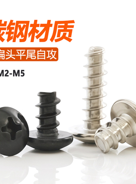 TB黑色大扁头平尾自攻螺丝钉镀镍大圆头伞头开槽螺丝钉切尾M3M4M5