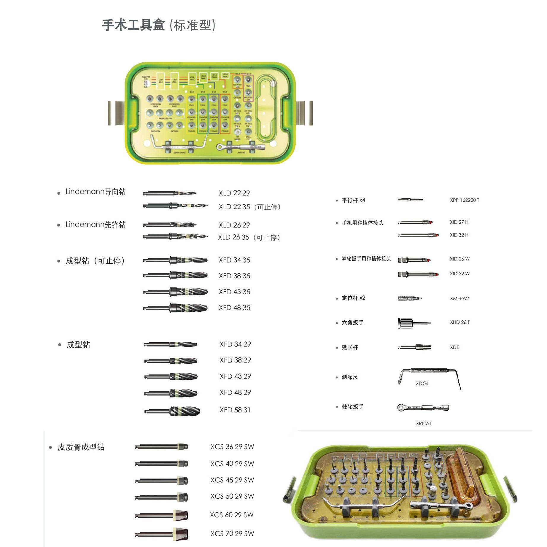 登腾种植指向定位修覆工具盒延长杆先锋成型指向钻头工具套组配件