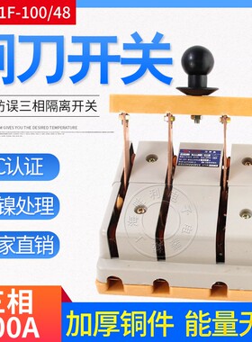 厂家直销HS11F-100/48双投刀开关闸刀启动式隔离刀开关100A 4级