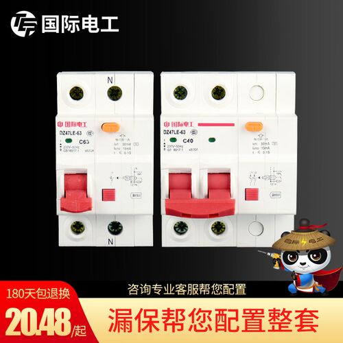 小型断路器 漏电触电保护器双P 1P单P家用总空气开关2P25A漏保