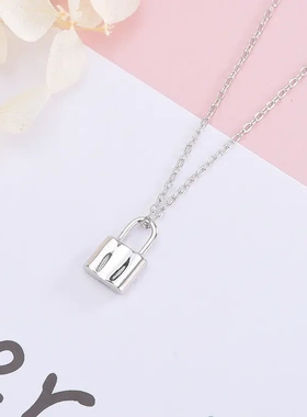 925纯银ins欧美风创意心锁项链复古个性潮流嘻哈锁骨链女一件