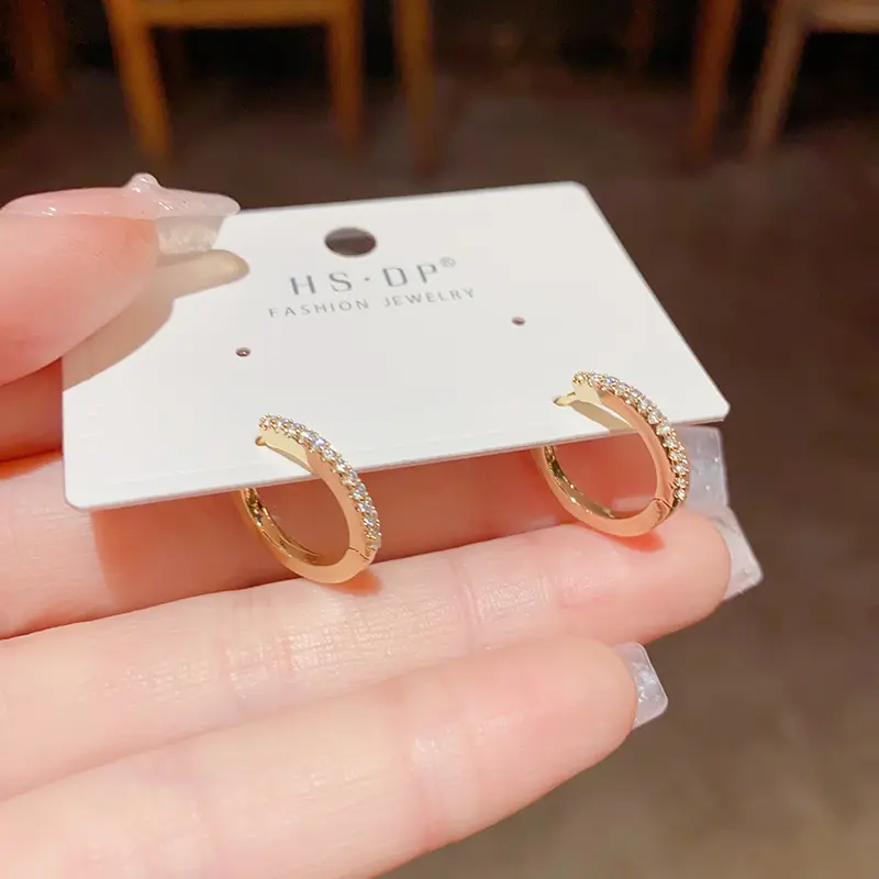 轻奢超闪喜庆红色水晶叶子两戴款耳扣耳圈高级感小众设计耳环