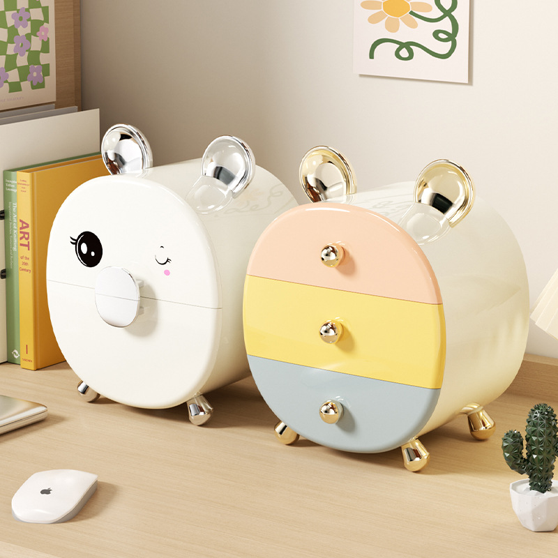 儿童发夹桌面文具收纳盒多层抽屉式学生可爱宿舍化妆品收纳盒