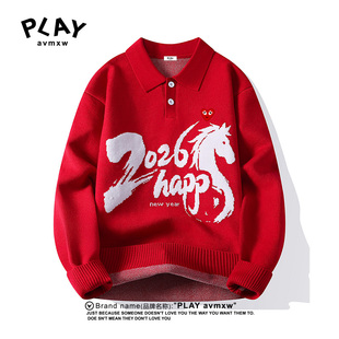 AVMXW 潮牌时尚 官方针织衫 新款 保暖加厚情侣本命年毛衣 冬季 PLAY