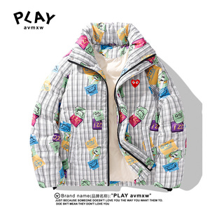 PLAY AVMXW 官方羽绒服秋冬季新款男女款潮牌百搭满印花格子外套