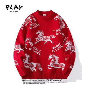 冬季 官方针织衫 新款 情侣同款 PLAY 潮牌提花加厚保暖打底衫 AVMXW