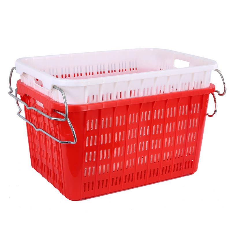 塑料周转筐大号蔬菜水果运输周转塑料筐蓝色加厚长方形商用周转箱