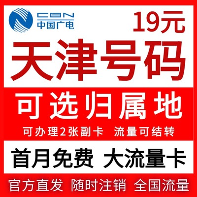 天津市归属地大流量无卡限量全国通用学生纯上网卡电话手机流量卡