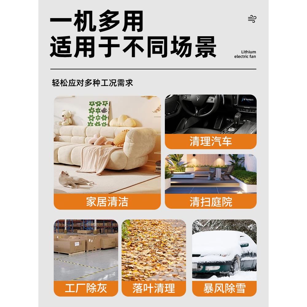 暴力风扇无刷除尘洗车吹水暴风机大功率高速涵道锂电吹风机大风力