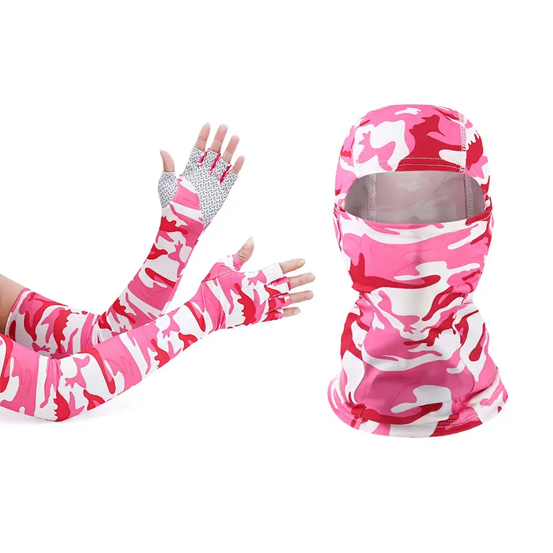 夏季户外防晒袖套女男同款加长高弹克拉法帽骑行头套手套臂套