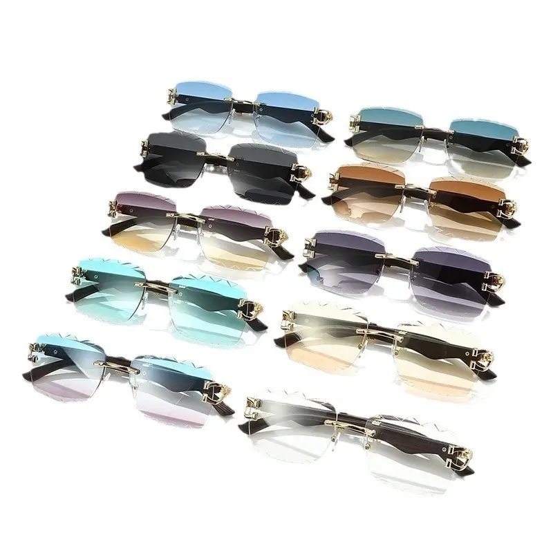 2025新款切边方框眼镜个性豹子头装饰太阳镜新品墨镜女sunglasses