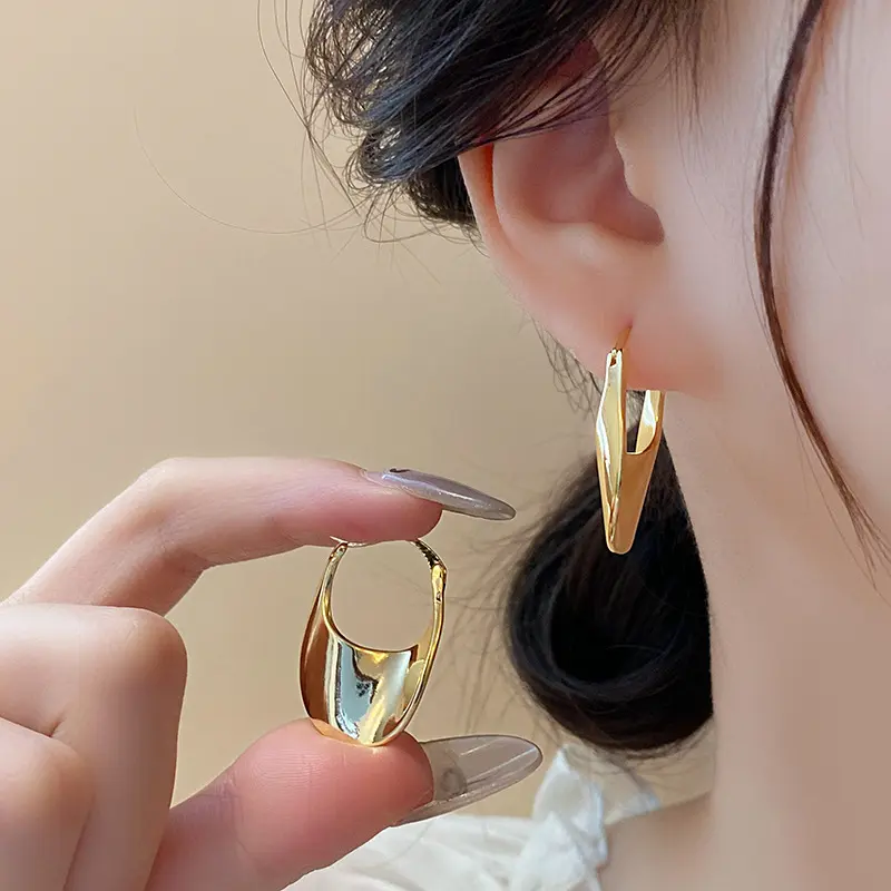 简约不规则圆形包包耳扣个性时尚小众耳环港风复古高级感耳饰