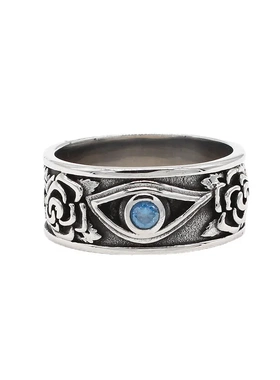 r1126 饰品 欧美个性复古共济会全知眼男士钛钢戒指