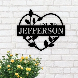 热款经心浪漫金属铁艺挂件自定义限名称心金属墙壁装饰