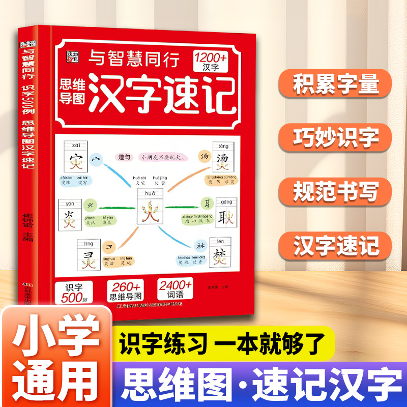 小学生思维导图速记汉字生字开识字书幼儿启蒙 汉字速记1200字 识字词语幼小衔接汇总科学速记满足孩子学前识字量需求赢在起跑线书