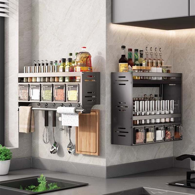 厨房调料盒置物架免打孔壁挂家用
