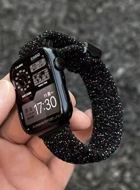 适用新款尼龙编织磁吸苹果手表Applewatch456iwatch789se表带s10