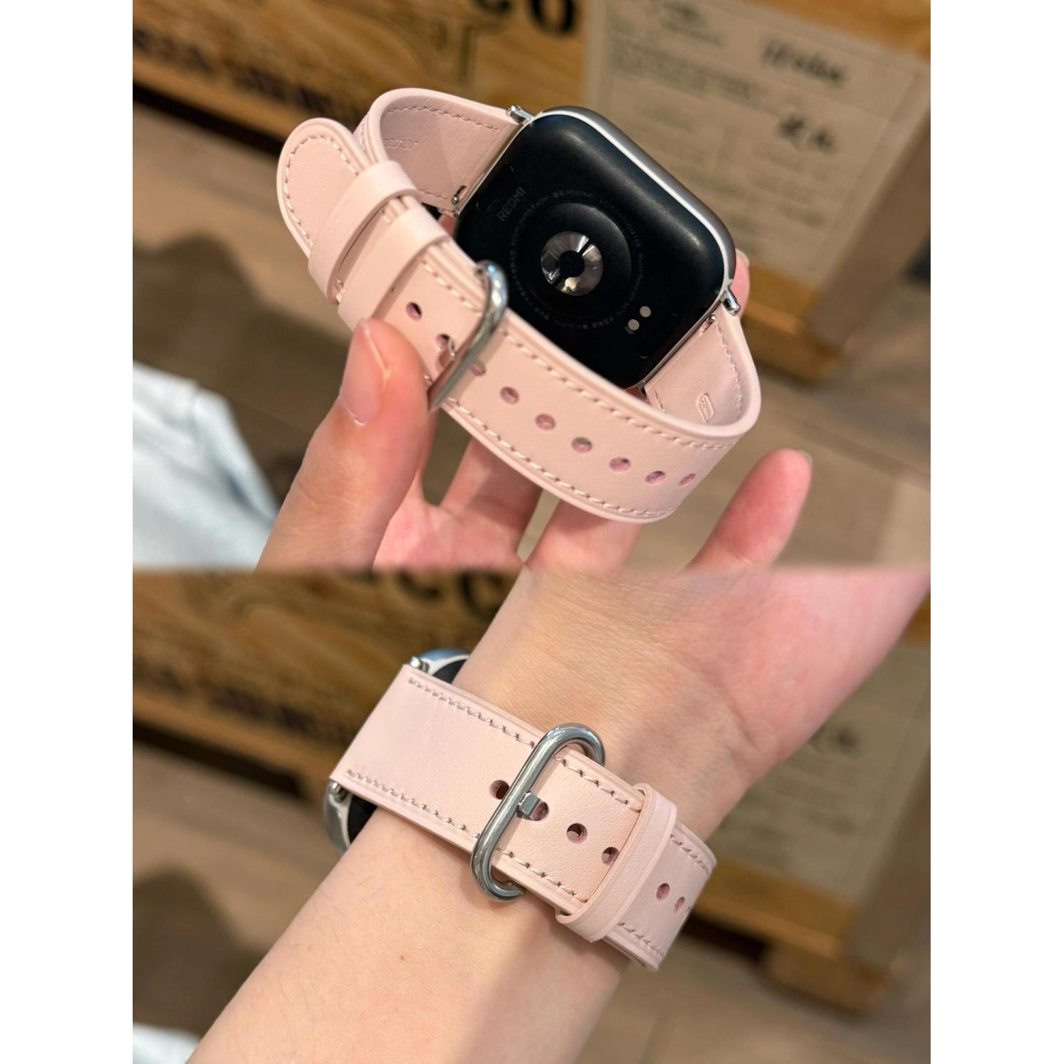 适用红米手表watch5表带Redmi4皮质运动腕带小米手环9pro通用