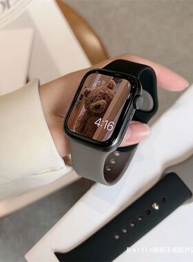 适用Applewatch7硅胶撞色百搭苹果865432个性百变新潮表带watchSE