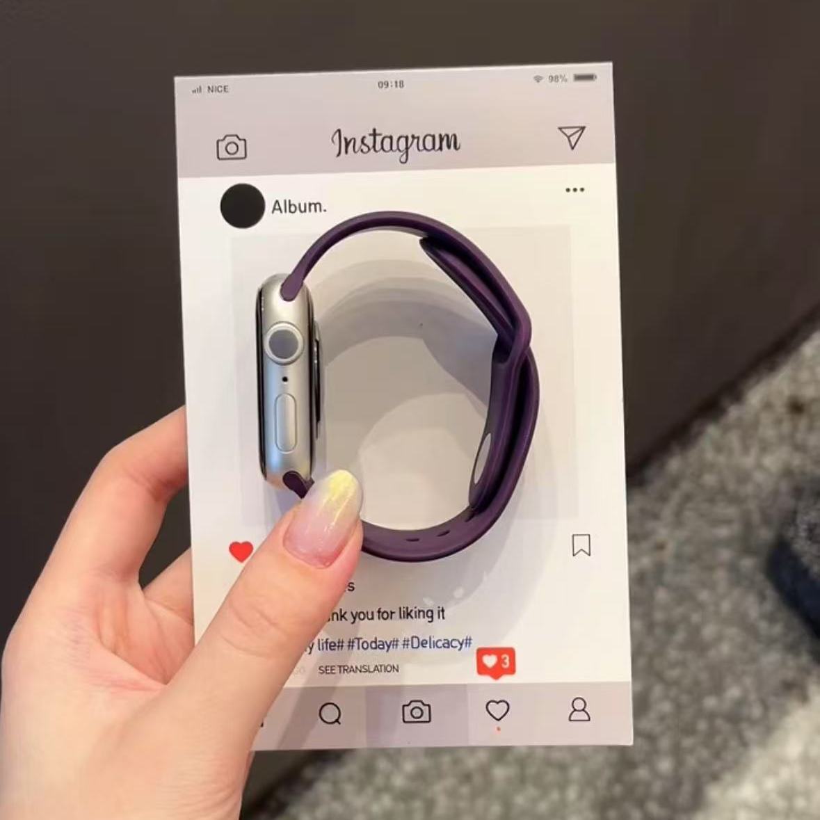 显白梅子色适用AppleWatchS10/9/8运动硅胶表带iWatch7苹果手表se