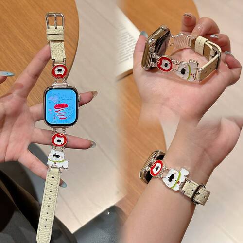 适用iwatch11苹果手表applewatch10表带s9小米卡通西高地皮质s8