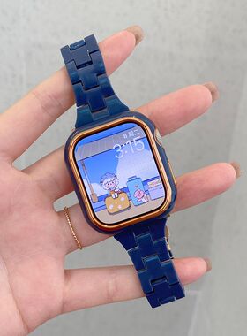 3076ins小香风适用Applewatch7代小蛮腰树脂表带苹果手表654321女