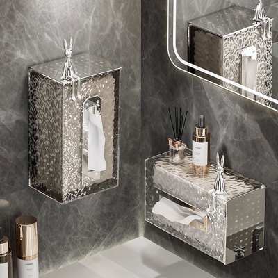 冰川纹壁挂式纸巾盒轻奢风