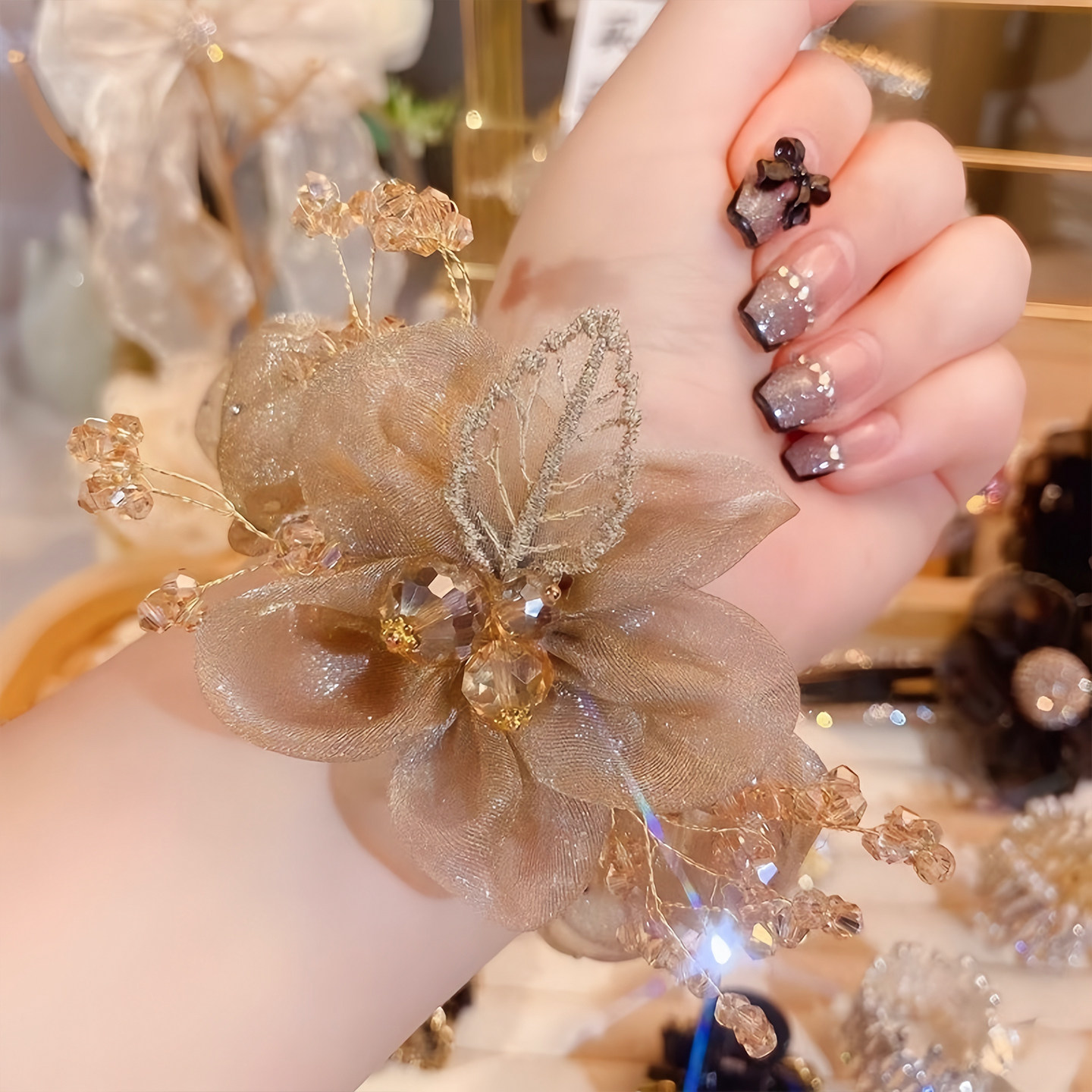 满天星欧根纱大肠发圈高级感发绳