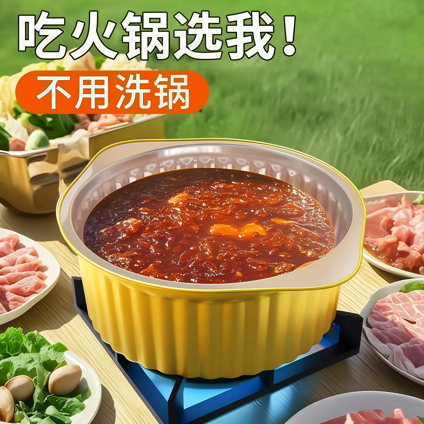 户外锡纸锅一次性火锅锅具套装卡