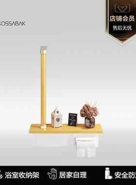 Cossabak 自起身扶手卫生间置物架一体式纸巾盒收纳架防摔手扶