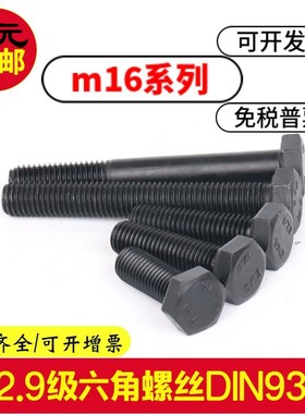 12.9级外六角螺丝M16x30x35x40x45x50x55x60x65x70高强度螺栓发黑