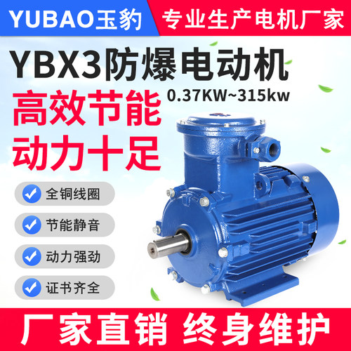 YB3隔爆型0.75/1.1/1.5/2.2/3/4/5.5/7.5/11KW三相380V防爆电动机