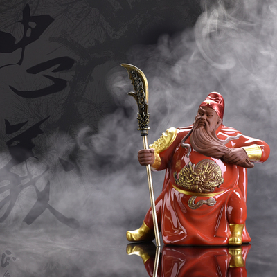 关公摆件陶瓷小号招财镇宅客厅玄关装饰工艺品关羽神像办公室摆设