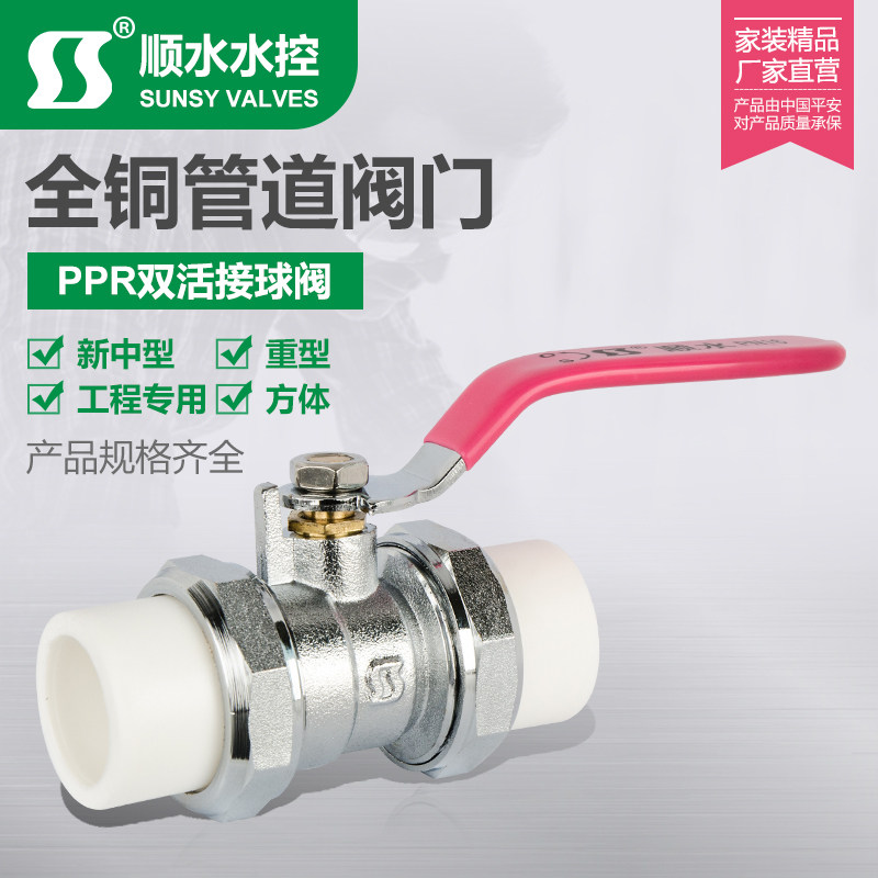浙江顺水阀门黄铜PPR双活接热熔焊接球阀自来水管开关PPR20-PPR63