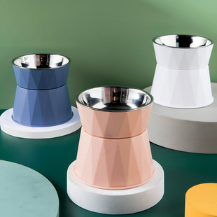 一件猫碗高脚护颈宠物碗不锈钢不黑下巴猫食盆猫粮碗