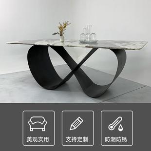 现代简约蝴蝶脚马肚形家用饭桌大理石餐桌防烫 高端餐桌意式