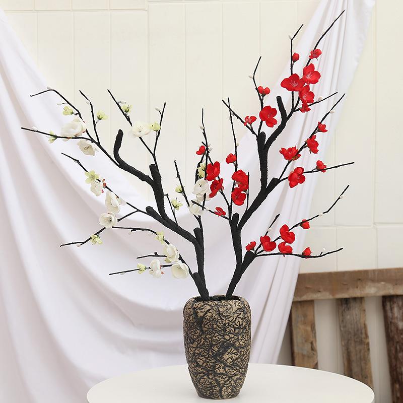仿真发泡枝梅花中式田园 假花梅花枝室外软装客厅装饰花