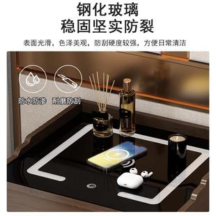 卧室家用床头收纳置物架小柜子储物柜 智能床头柜轻奢高级感窄款
