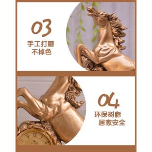 座钟马摆件桌面摆件时钟办公室桌面台式 老式 钟客厅电视柜家用钟表
