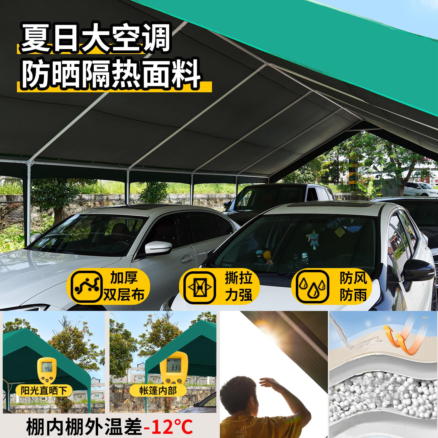 汽车遮阳停车棚户外车棚帐篷伞移动大型雨棚简易车库防晒加厚车蓬