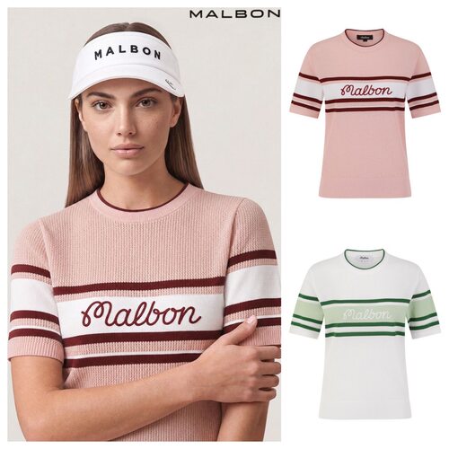 MALBON高尔夫女士圆领针织短袖