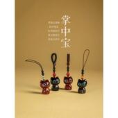 手机链可爱好运财源猫咪檀木男女国潮风背包挂件汽车钥匙挂饰绳礼