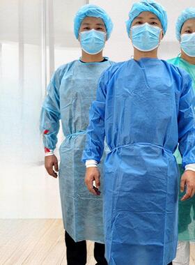 一次性隔离衣SMS防护服防尘无纺布隔离服蓝色针织袖口反穿衣工作