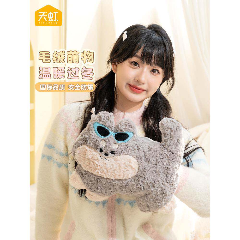 天虹正品电暖手宝卡通布套国标充电防爆电暖宝女生暖肚子电热水袋