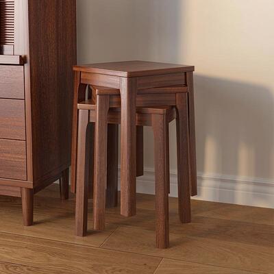 乌金木实木凳子可叠放新中式家用结实耐用餐桌方凳备用凳子小板凳