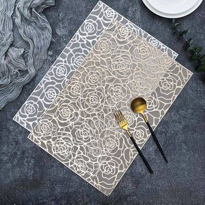 长方形玫瑰花北欧ins风餐桌垫隔热垫家用茶几垫防烫装饰垫花瓶垫